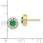 14k Yellow Gold Real Diamond and Emerald Fancy Halo Earrings EM3922-EM-015-YA