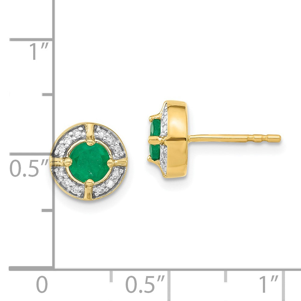 14k Yellow Gold Real Diamond and Emerald Fancy Halo Earrings EM3922-EM-015-YA