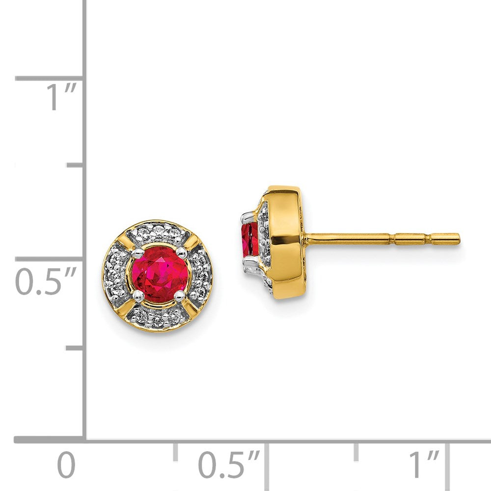 14k Yellow Gold Real Diamond and Ruby Fancy Halo Earrings EM3922-RU-012-YA