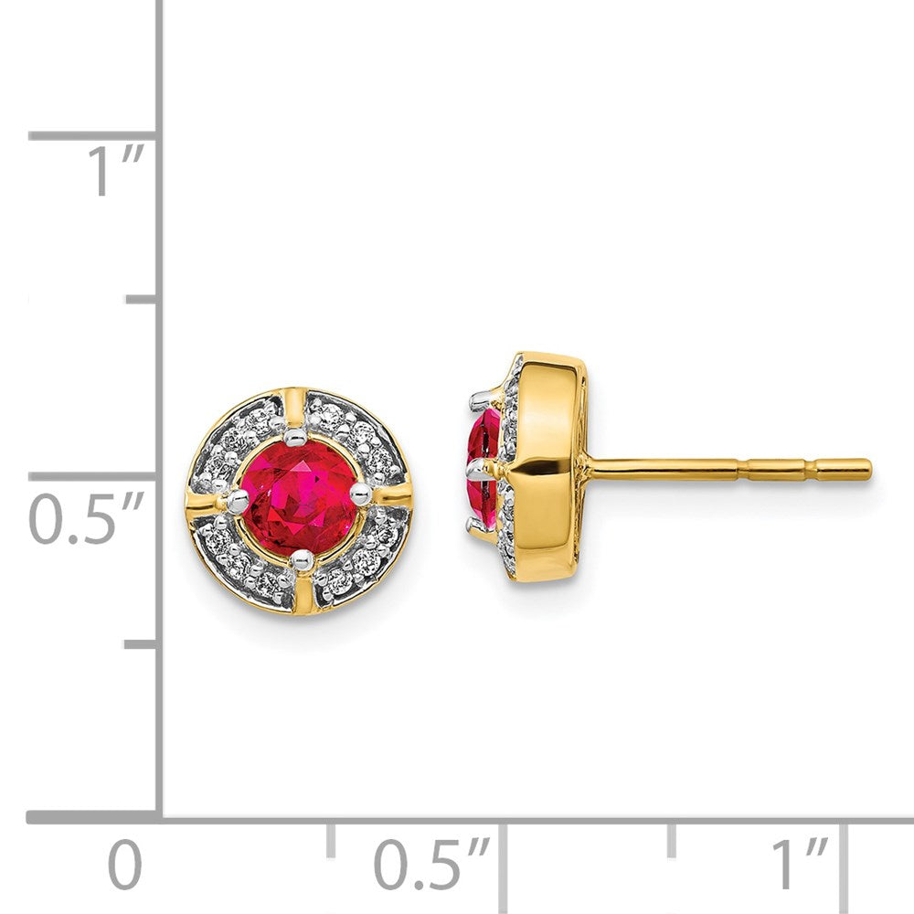 14k Yellow Gold Real Diamond and Ruby Fancy Halo Earrings EM3922-RU-015-YA