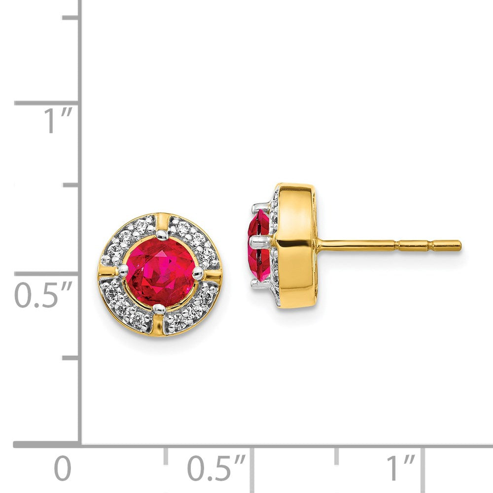 14k Yellow Gold Real Diamond and Ruby Fancy Halo Earrings EM3922-RU-019-YA