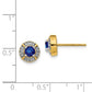 14k Yellow Gold Real Diamond and Sapphire Fancy Halo Earrings EM3922-SA-012-YA
