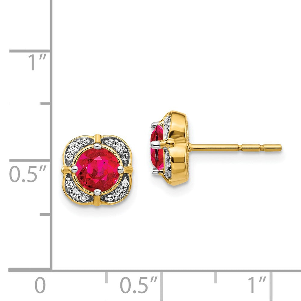 14k Yellow Gold Real Diamond and Ruby Fancy Earrings EM3923-RU-013-YA
