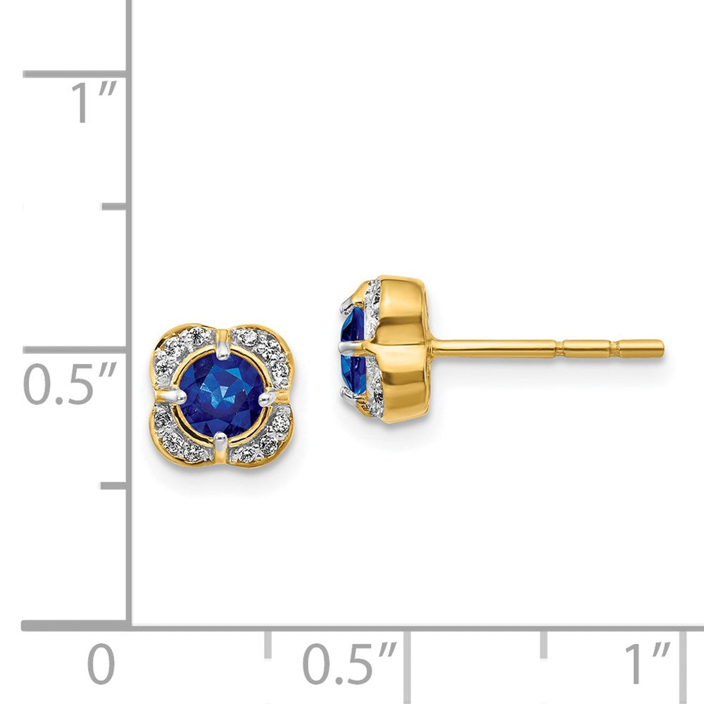 14k Yellow Gold Real Diamond and Sapphire Fancy Earrings EM3923-SA-009-YA