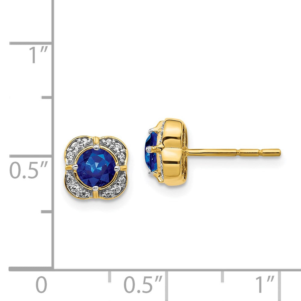 14k Yellow Gold Real Diamond and Sapphire Fancy Earrings EM3923-SA-010-YA