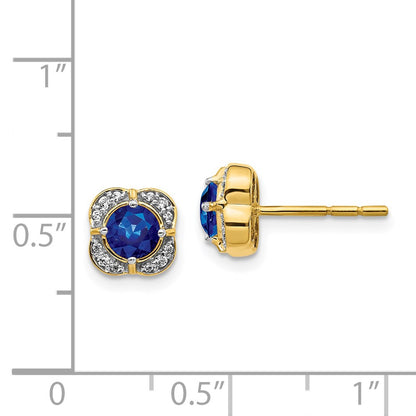 14k Yellow Gold Real Diamond and Sapphire Fancy Earrings