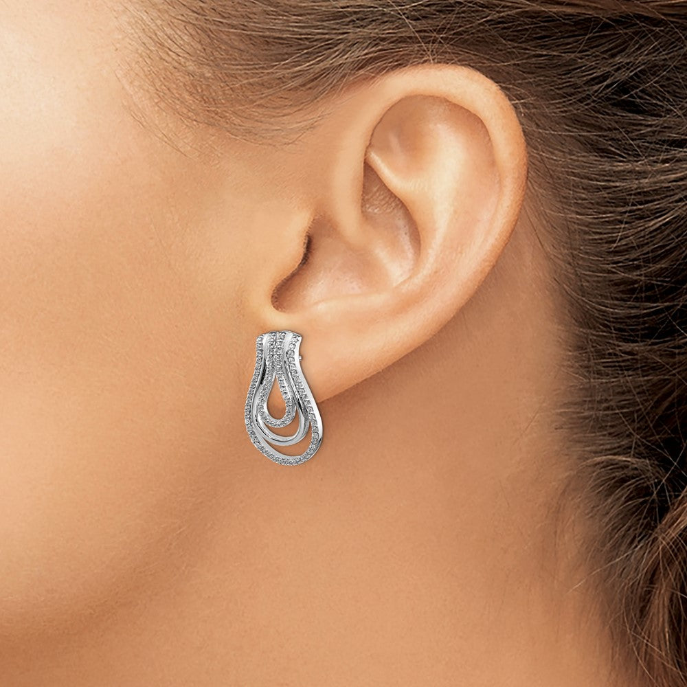 14k White Gold Real Diamond Fancy Earrings