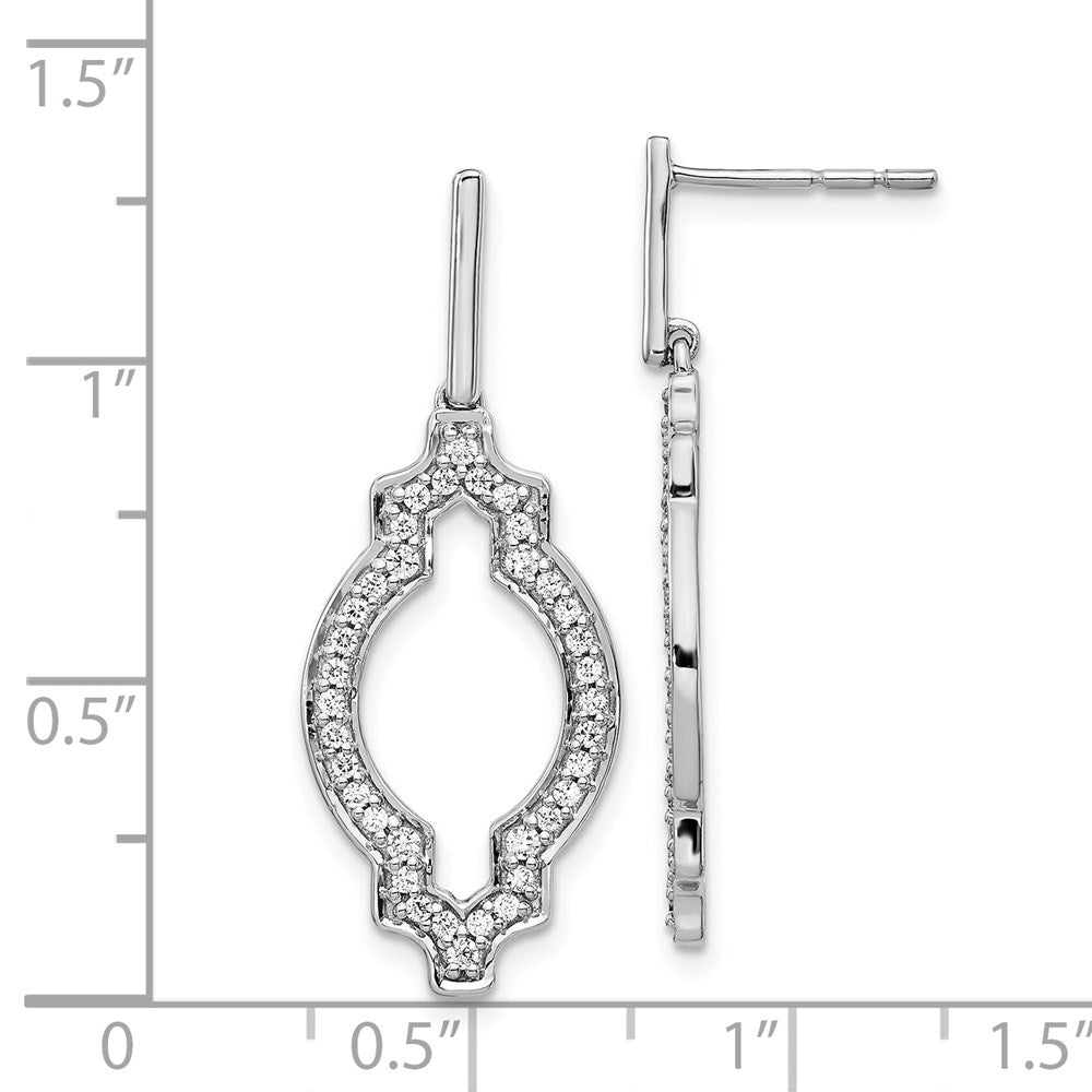 14k White Gold Real Diamond Fancy Dangle Earrings