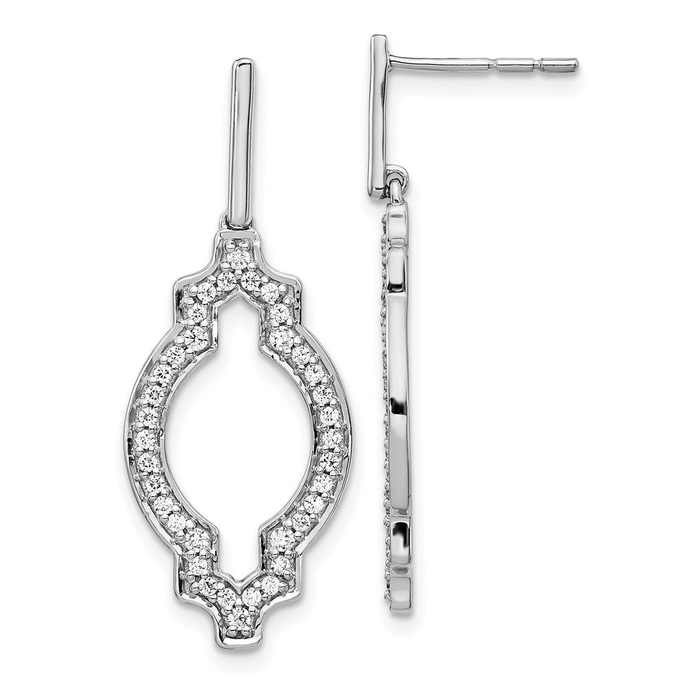 14k White Gold Real Diamond Fancy Dangle Earrings
