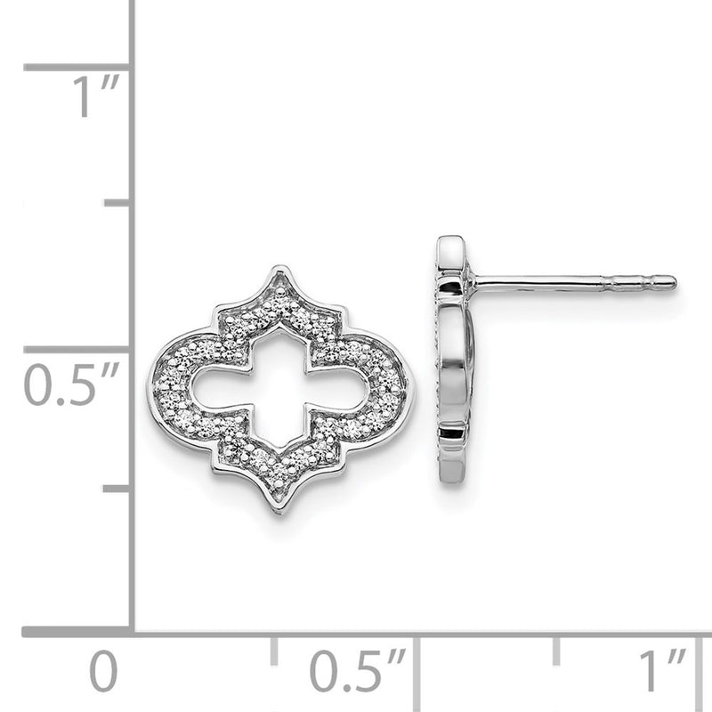 14k White Gold Real Diamond Fancy Post Earrings