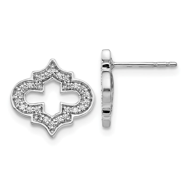 14k White Gold Real Diamond Fancy Post Earrings