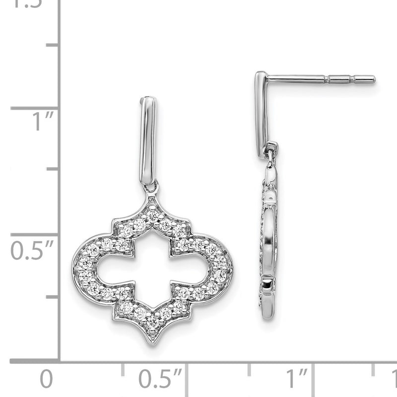 14k White Gold Real Diamond Fancy Dangle Earrings