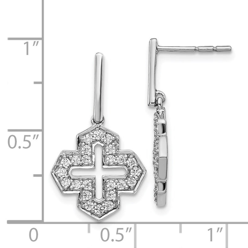 14k White Gold Real Diamond Fancy Dangle Earrings