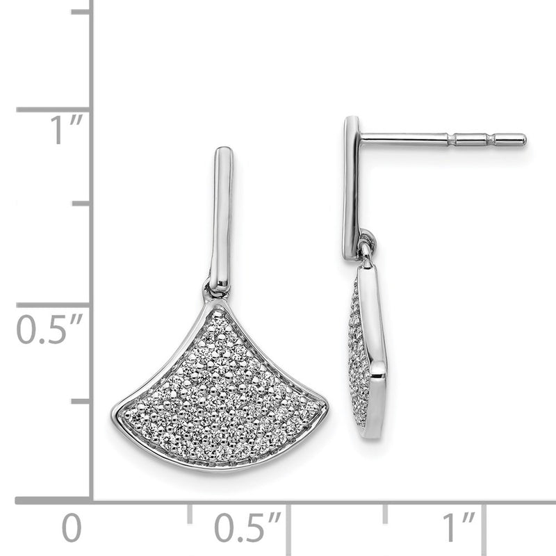 14k White Gold Real Diamond Fancy Post Earrings