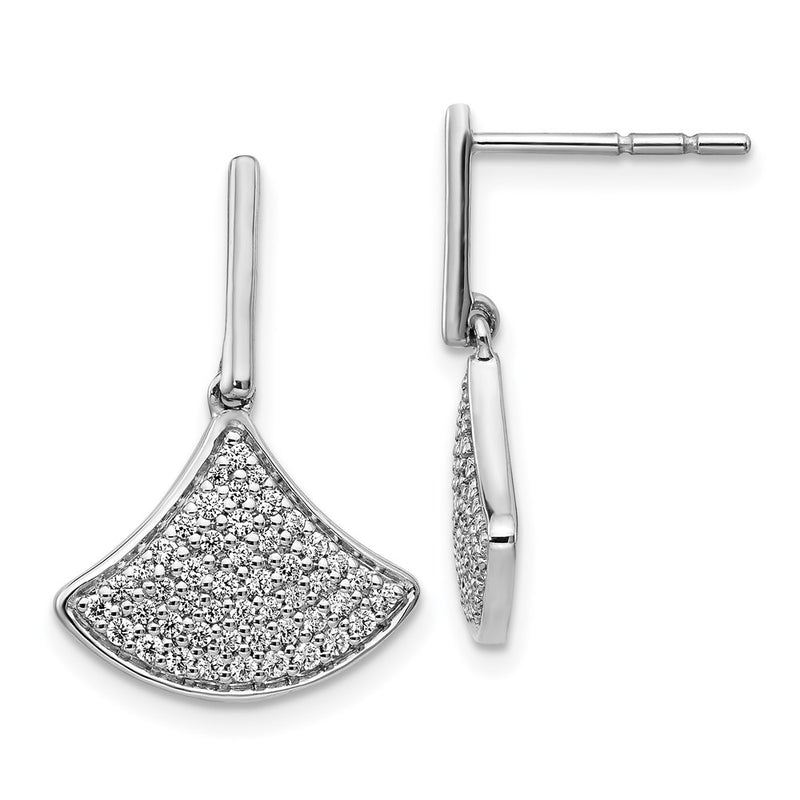 14k White Gold Real Diamond Fancy Post Earrings