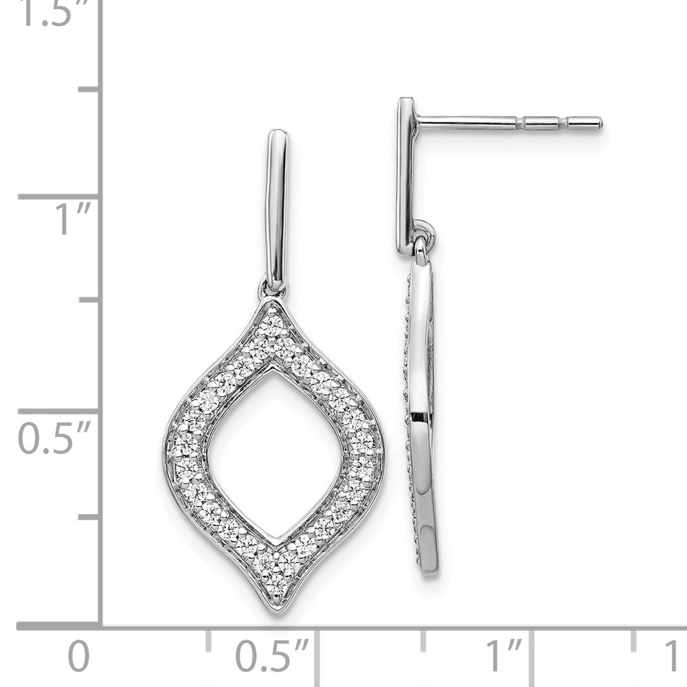 14k White Gold Real Diamond Fancy Dangle Earrings
