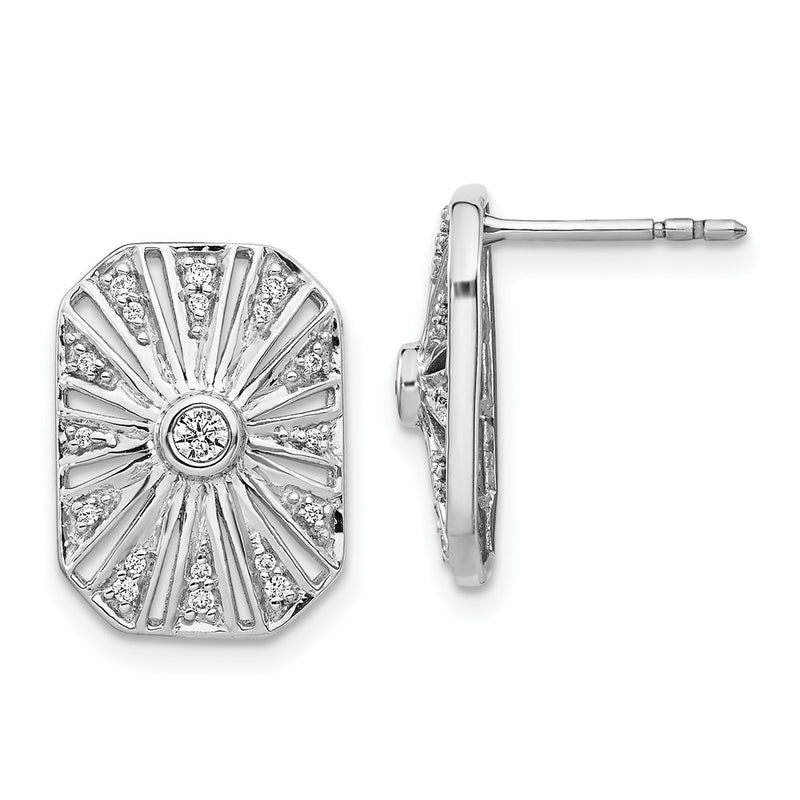 14k White Gold Real Diamond Vintage Earrings