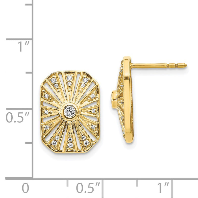 14k Yellow Gold Real Diamond Vintage Earrings