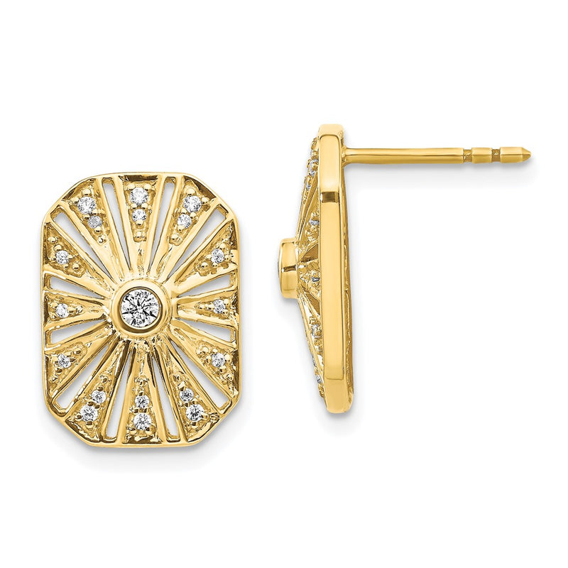 14k Yellow Gold Real Diamond Vintage Earrings