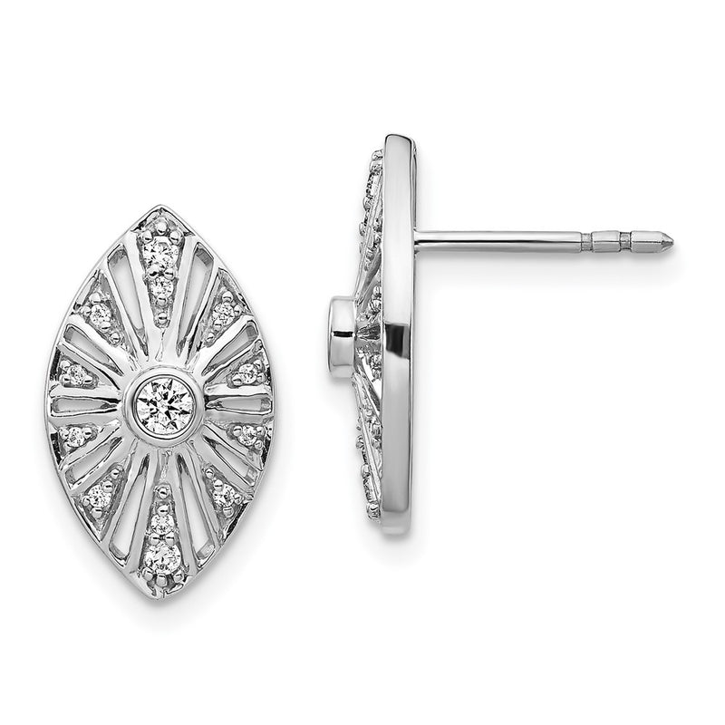 14k White Gold Real Diamond Vintage Earrings