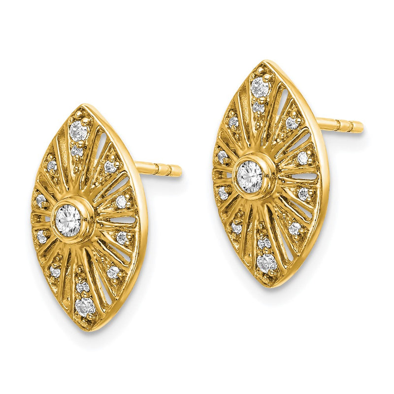 14k Yellow Gold Real Diamond Vintage Earrings