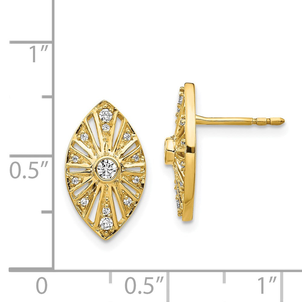 14k Yellow Gold Real Diamond Vintage Earrings