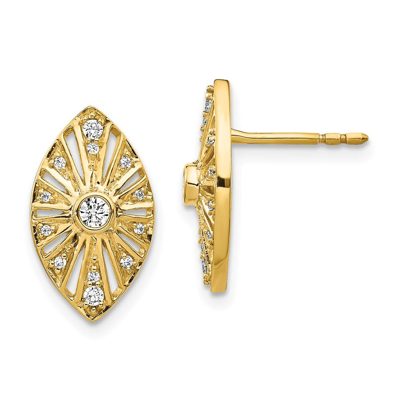 14k Yellow Gold Real Diamond Vintage Earrings