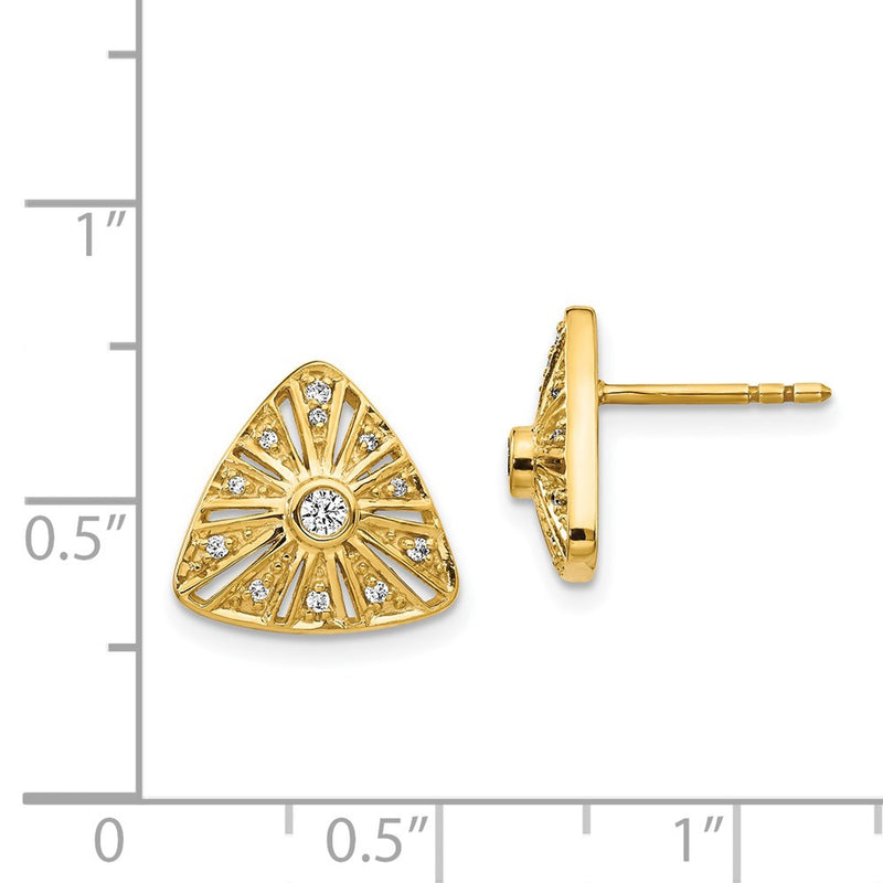 14k Yellow Gold Real Diamond Vintage Earrings