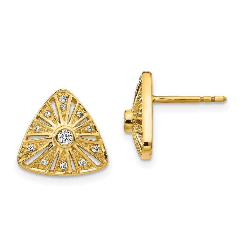 14k Yellow Gold Real Diamond Vintage Earrings