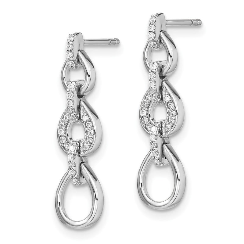 14k White Gold Real Diamond Fancy Dangle Earrings