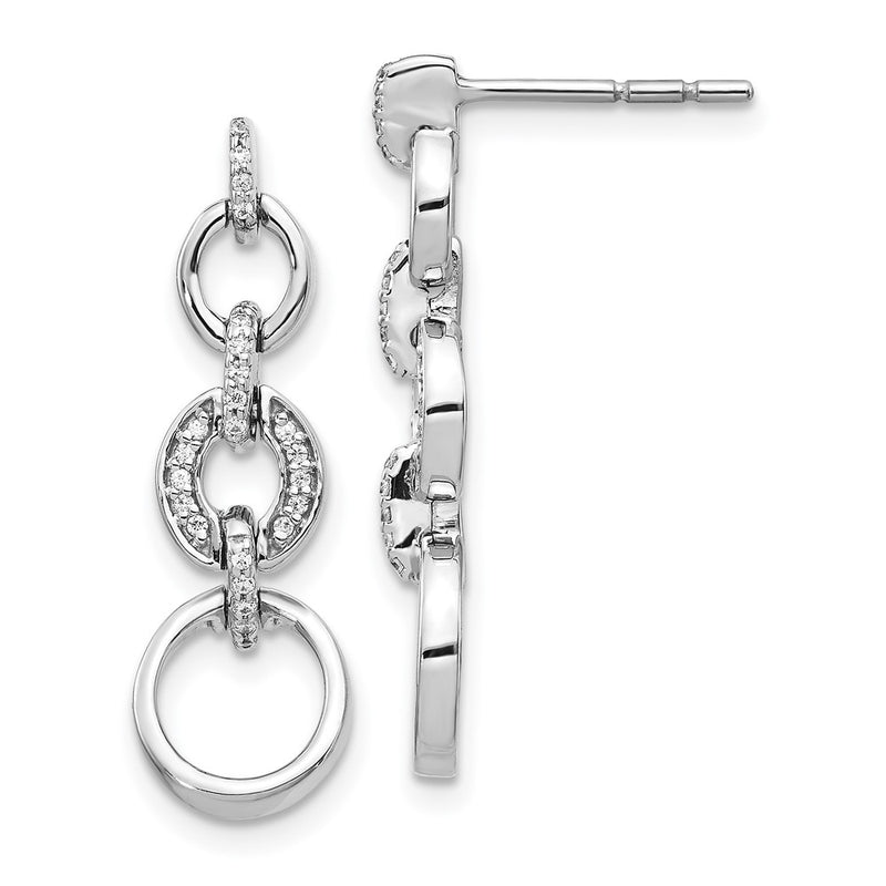14k White Gold Real Diamond Fancy Dangle Earrings