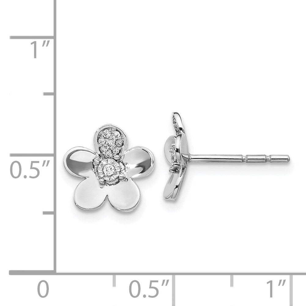 14k White Gold Real Diamond Flower Earrings EM3979-007-WA