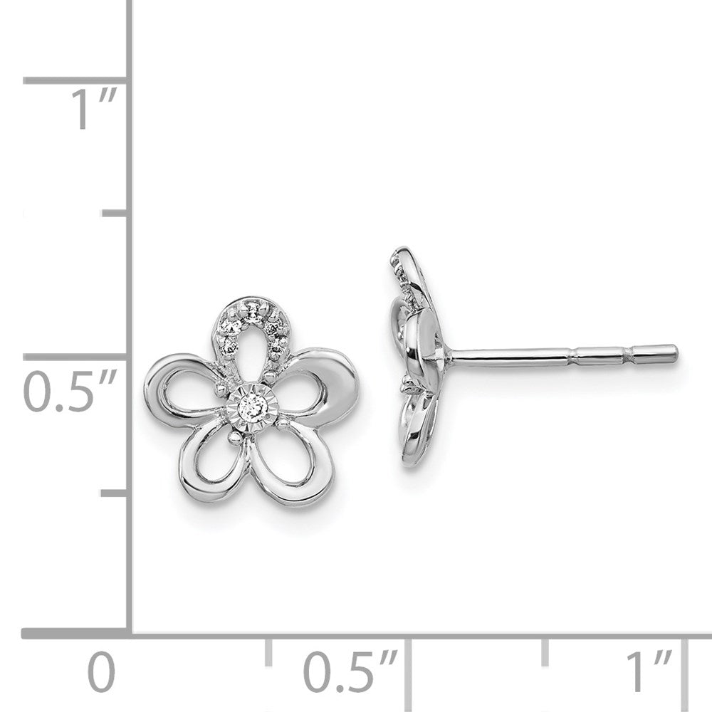 14k White Gold Real Diamond Flower Earrings EM3981-006-WA