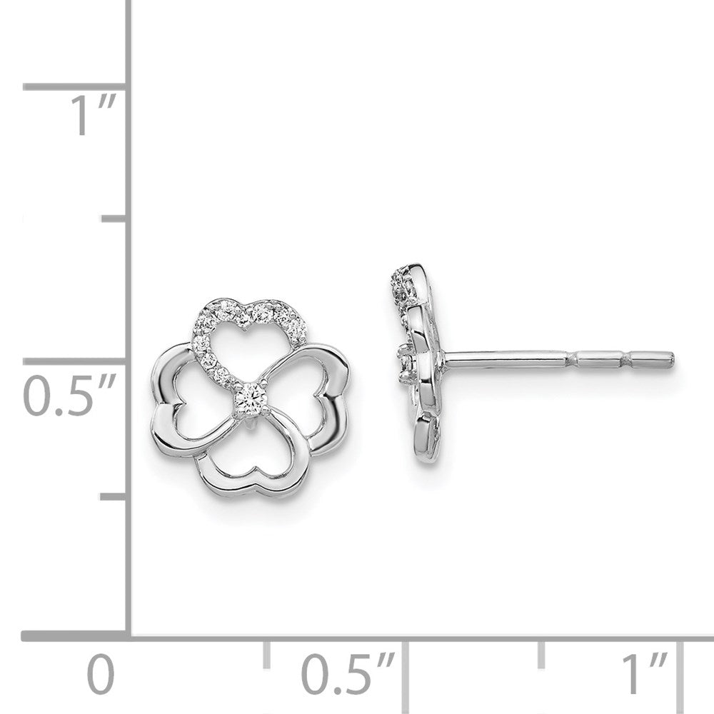 14k White Gold Real Diamond Fancy Clover Earrings
