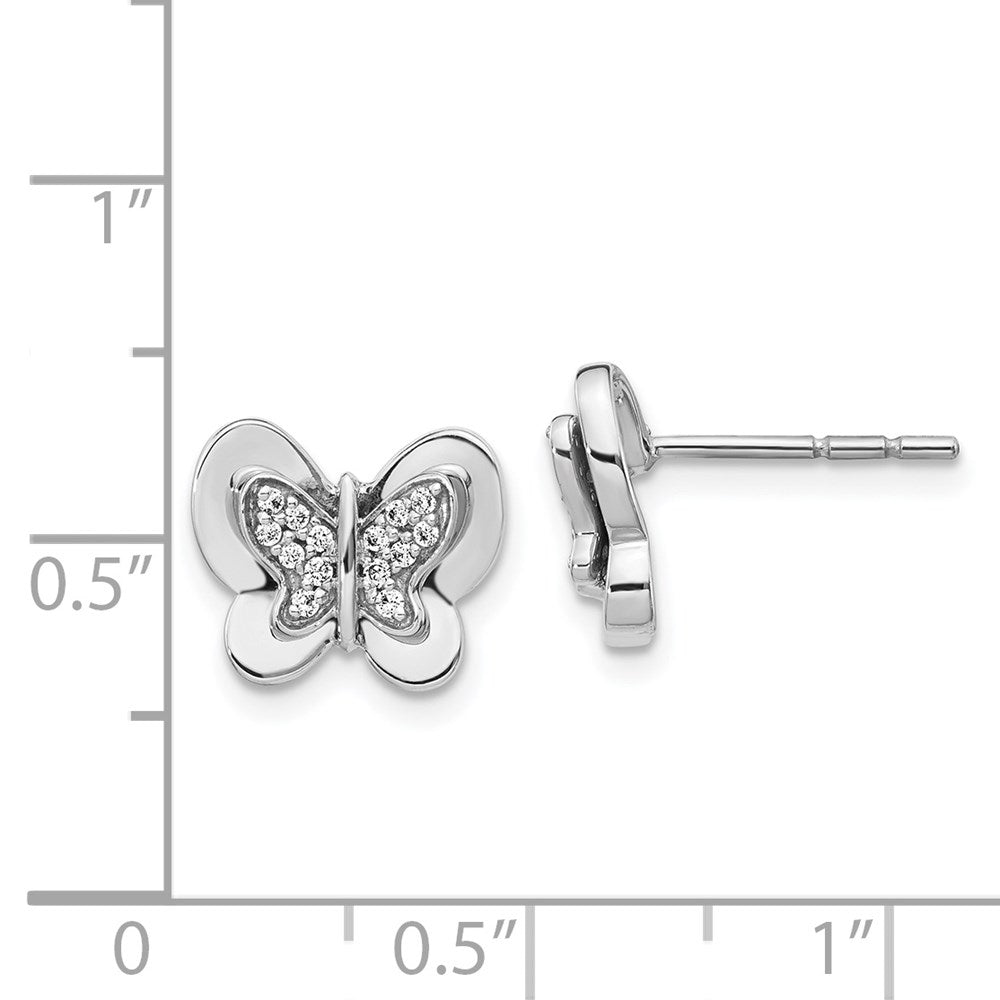 14k White Gold Real Diamond Butterfly Earrings
