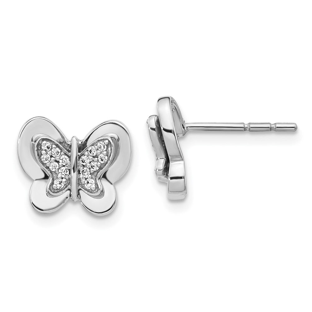 14k White Gold Real Diamond Butterfly Earrings EM3991-015-WA