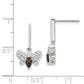 14k White Gold Real Diamond and Smokey Quartz Bee Earrings EM3996-SQ-015-WA