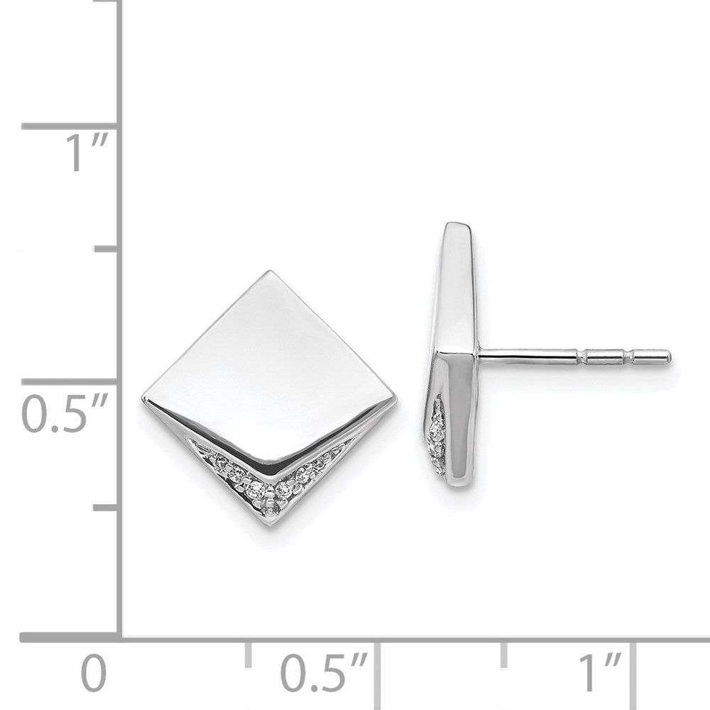 14k White Gold Real Diamond Fancy Square Earrings