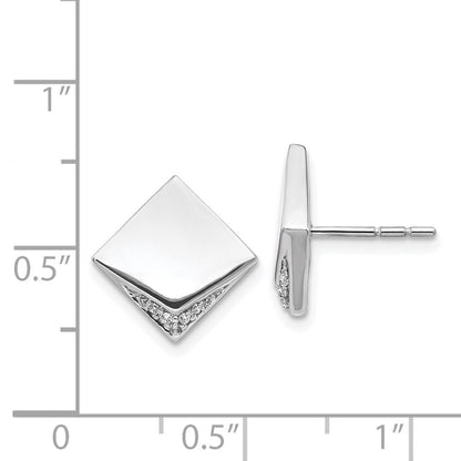 14k White Gold Real Diamond Fancy Square Earrings