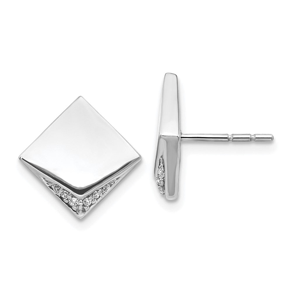 14k White Gold Real Diamond Fancy Square Earrings EM4004-006-WA