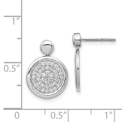14k White Gold Real Diamond Fancy Circle Post Earrings