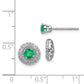 Solid 14k White Gold Simulated CZ and Emerald Stud w/JacKet Earrings