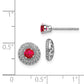 Solid 14k White Gold Simulated CZ and Ruby Stud w/JacKet Earrings