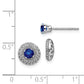 14k White Gold Real Diamond and Sapphire Stud w/Jacket Earrings