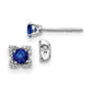 Solid 14k White Gold Simulated CZ and Sapphire Stud w/JacKet Earrings