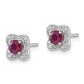 14k White Gold Real Diamond and Ruby Stud w/ Jacket Earrings