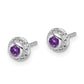 14k White Gold Real Diamond and Cabochon Amethyst Earrings