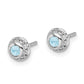 14k White Gold Real Diamond and Cabochon Aquamarine Earrings