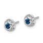 Solid 14k White Gold Simulated CZ and Cabochon Sapphire Earrings