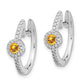 Solid 14k White Gold Simulated CZ and Cabochon Citrine Earrings